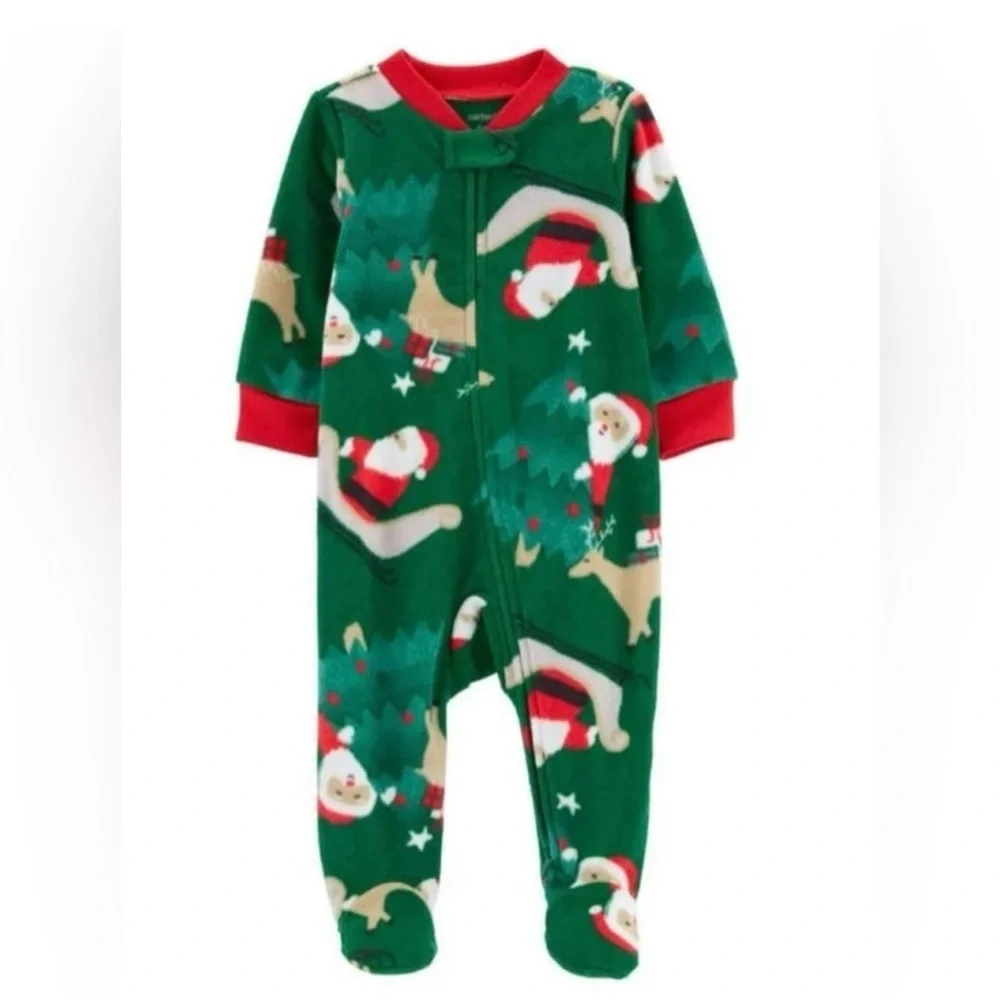 Carter's Green Santa and Reindeer Footie